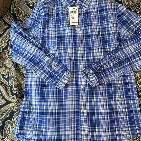 Polo by Ralph Lauren Classic Blue and White Plaid Button Down - Picture 1 of 5